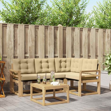 vidaXL Ensemble de canapés d'extérieur 5 pcs Blanc et Beige