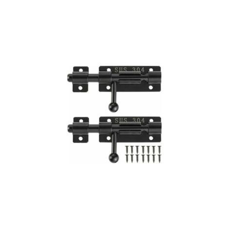 Serrature a catenaccio con foro per chiave, serrature per porte scorrevoli in acciaio inox 304, 4", nere, confezione da 2 - Crezuo