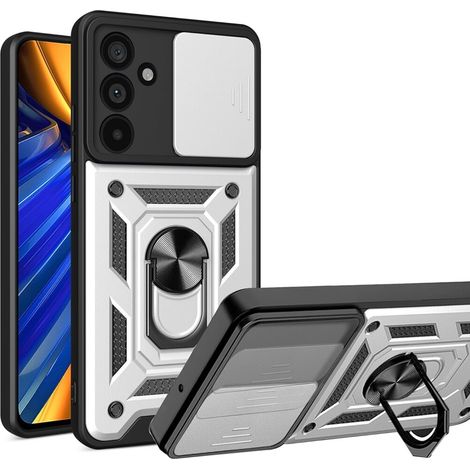 Custodia protettiva rinforzata per Samsung Galaxy M55 5G, CamShield Slide, argento
