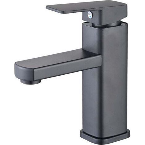 Robinet Lavabo Cascade Noir, Haut Mitigeur Vasque à Poser Salle de Bain, Robinetterie Grand Bec Carré en Laiton, Eau Chaude et Froide Disponible Ikodm (1/4)