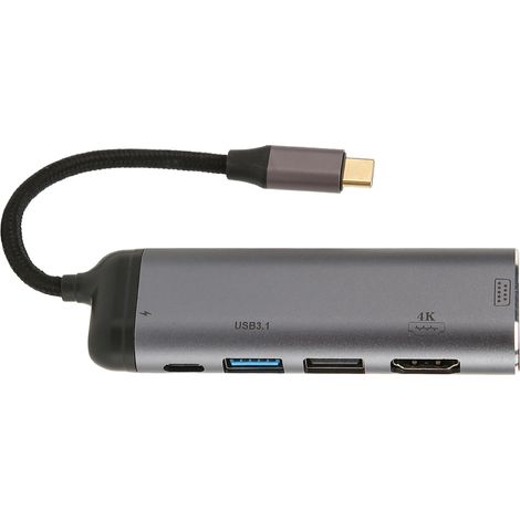Adaptateur multifonction USB-C : USB-C vers VGA + HDMI + alimentation 100 W + USB 3.1 + USB 2.0 + station d’accueil USB-C 2.0 (1/5)
