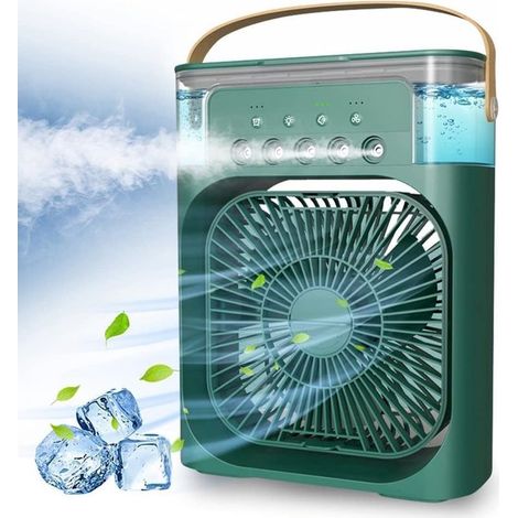 4-in-1 Tragbare Klimaanlage – Mini-Ventilator mit Wassersprühfunktion – 3 Geschwindigkeitsstufen – Tischventilator – Grün (1/5)