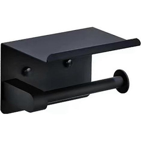 Porte-papier toilette mural noir mat, porte-rouleau de papier toilette pratique pour salle de bain, accessoire de rangement WC moderne (1/5)