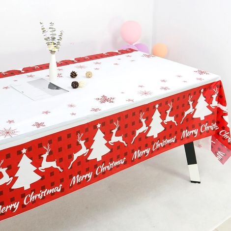 Nappe Jetable - Motif Flocon De Neige Ou Cerf De Noël - Rectangulaire - 137 x 274 cm - En Plastique (1/5)