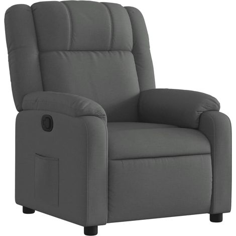 Sillón TV relax cómodo tapizado función reclinable manual en tela gris oscuro DEC027931 (1/5)