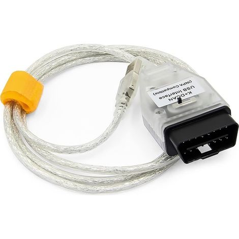 Interface diagnostic BMW E-Série et Mini R-Série K+DCAN, kit avec interrupteur, port USB, boîtier transparent (1/5)