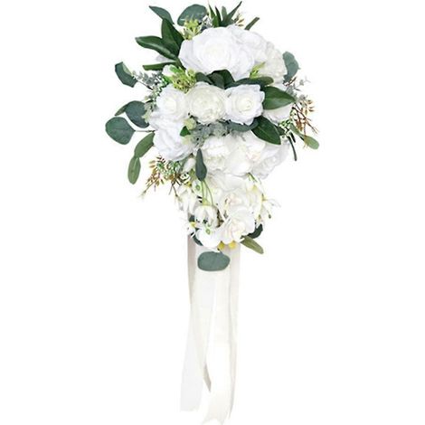Bouquet de Mariée Artificiel 12 Cascades Roses Orchidées pour Cérémonie