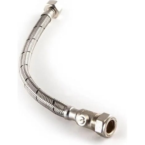 Essentials 15mm x 1/2""x30cm Flexible Tap Connector 9.5mm Bore + Isolation valve (1/2)