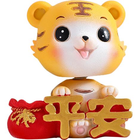 Figura de tigre de resina para decoración de coche/mesa – 7,5 x 5,5 x 9,5 cm, bonito adorno (1/5)