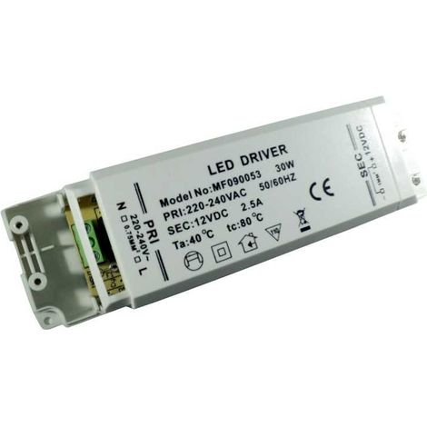 Lampesecoenergie – Transformateur pour tableau électrique 30W – Tension 220-240V – Sortie 12V DC – Protection ampoules LED – Durée de vie prolongée