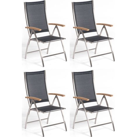 Sonnenpartner 4x Klappsessel Paragon Edelstahl/Textilen schwarz Klappstuhl (1/5)