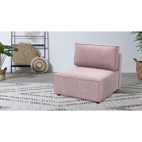 BOBOCHIC - Chauffeuse 1 place pour canapé modulable NIHAD tissu velours côtelé Violet (1/3)