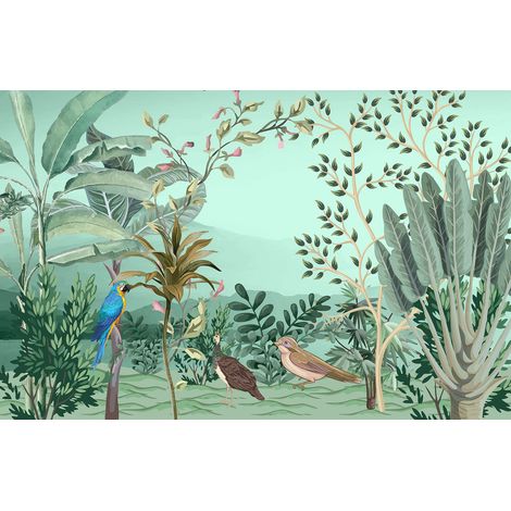 Papier peint panoramique - Jungle Oiseaux - 130 cm x 84 cm (1/2)