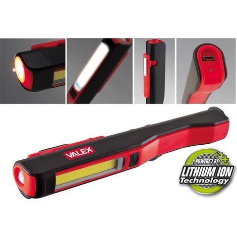 Torcia Led a penna 3+1 Watt batteria Litio ricaricabile 1152234 VALEX