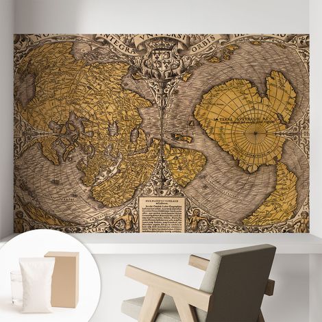 Papier peint intissé décoratif avec colle pour salon chambre et bureau Installation rapide Cartographie historique 104x70 cm (1/5)