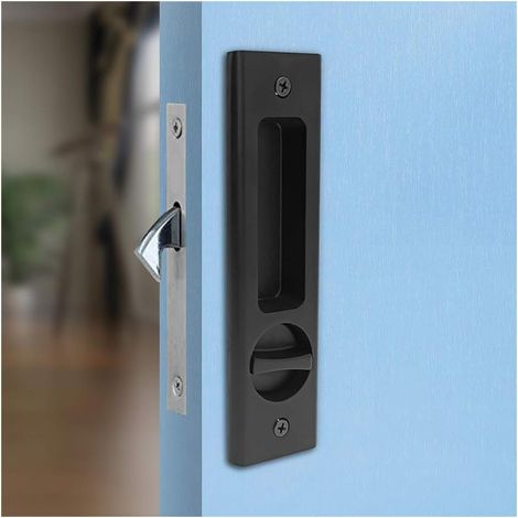 Serrure Porte Coulissante Invisible 160mm Noire (1/2)