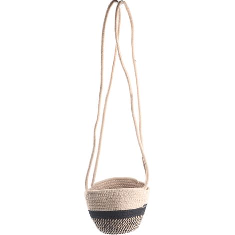 Panier suspendu pour plantes en corde tressée, support de pots de fleurs d'intérieur, rangement suspendu en coton pour plantes (1/5)
