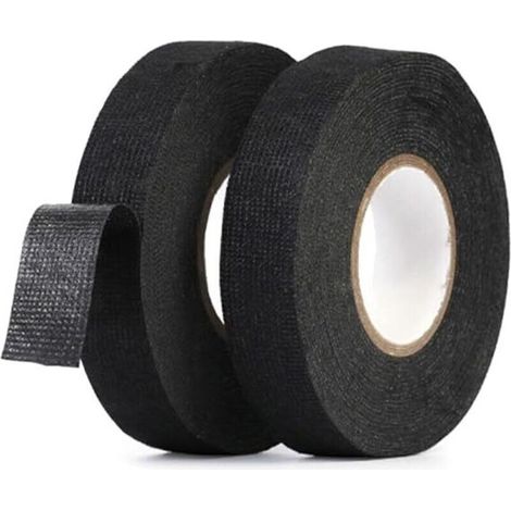 Lot de 2 Ruban de Câbles Noir,15M x19mm Résistant à la Chaleur Rubans Ruban Adhésif Isolant électrique, Ruban en Tissu pour Faisceaux de Câbles, Ménage Voiture Moto (1/5)