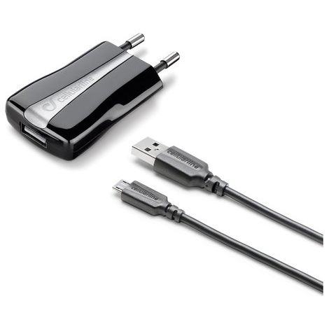 Cellularline USB Charger Kit 1A Caricabatterie Connettore Micro USB Nero (1/2)