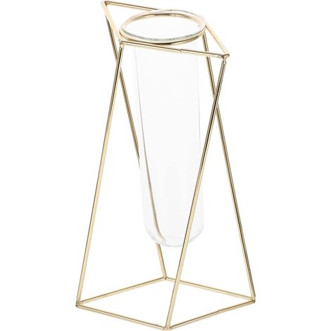 Vase Géométrique en Fer Doré, Décoratif, pour Fleurs Coupées (1/5)