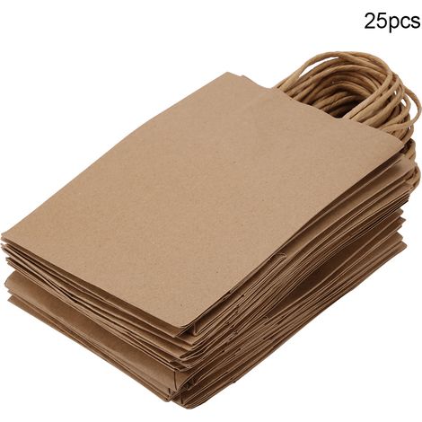 25 Sacs Cadeau Kraft Jaunes avec Poignée pour Bonbons de Mariage (1/5)