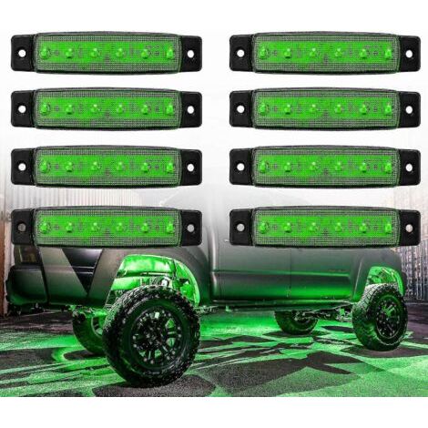Lot de 8 feux LED verts pour bas de caisse de voiture, Jeep, camion, quad, SSV (1/5)