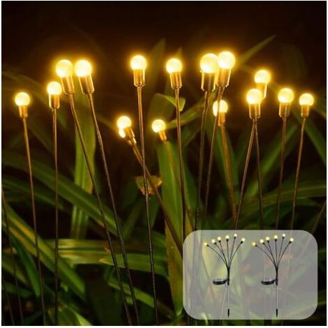 2 Pièces 6 LED Lumière de Jardin Solaire, Lumières Solaire de Jardin Firefly Extérieur Lampes Solaires Décoratives (1/4)