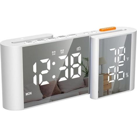Garden FutureRéveil Radio Digital - Idéal pour la Chambre - Écran LED Large et Lisible, Luminosité Ajustable, Radio FM, Port de Charge USB, Snooze et Affichage de la Température