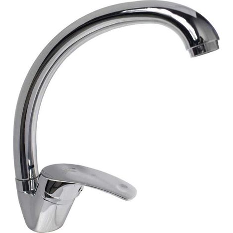 Rubinetto per lavello da cucina a canna alta miscelatore per lavandino monocomando monoforo orientabile girevole in ottone cromato (1/2)