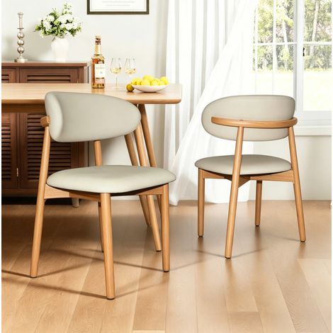 Set di 2 sedie da pranzo in legno naturale, schienale ergonomico, HAVRYA (1/5)