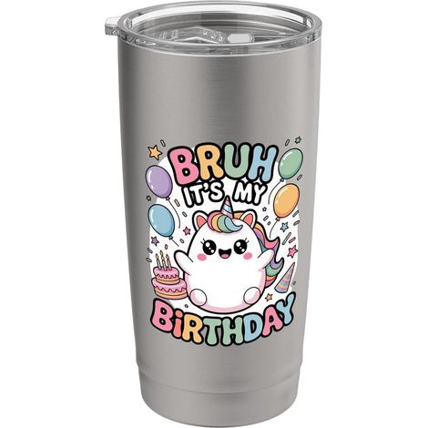 Pinceau à raviolis en forme de licorne pour garçons, filles et enfants, c'est mon anniversaire Gobelet isotherme en acier inoxydable double paroi (1/5)
