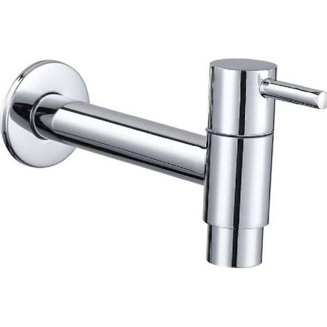 Robinet de jardin, robinet mural, robinet antigel, robinet de salle de bain, robinet en acier inoxydable à économie d'eau pour salle de bain, lavabo, balcon, cuisine (argenté) (1/4)