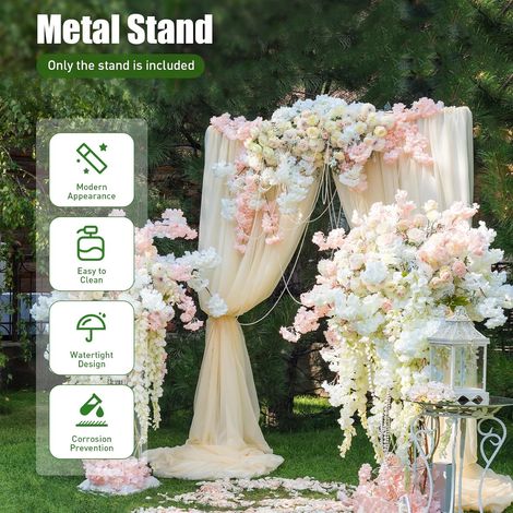 Arche Mariage Décoration de Fond de fête de Mariage, Arche Jardin Arch Stand DIY Cadre d'arche carré en métal doré Décoration de Fond pour 2 2.1m,Utilisé pour Mariages,Anniversaires,Banquets (1/5)