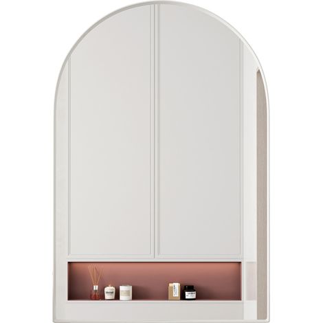 CHICFURN Armario de baño con espejo 91x61x12 cm metal blanco, mural o empotrado (1/5)