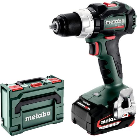 Metabo – Perceuse-visseuse 18V avec 2 batteries 5,2Ah – Moteur Brushless – Couple max 75Nm – Pour perçage acier et bois tendre