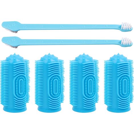 Brosse À Dents Pour Chien - Brosse À Doigt Et Brosse En Silicone 360° - Soins Dentaires Pour Chiens Et Chiots - Lot De 6 Pièces (1/5)