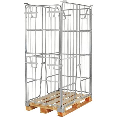 Kongamek Palettencontainer verzinkt 1800mm hoch, seitlich halb zu öffnen passend zu Europaletten 1200x800mm