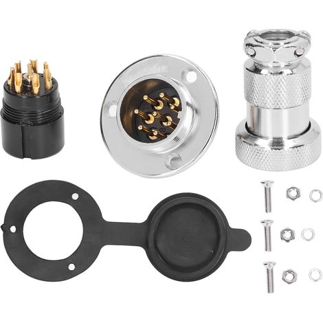 Ensemble de 15 pièces avec connecteurs à bride ronde et couvercle étanche pour l'industrie aéronautique, 250 V, 7ABEM25-8Y (8 broches) (1/5)