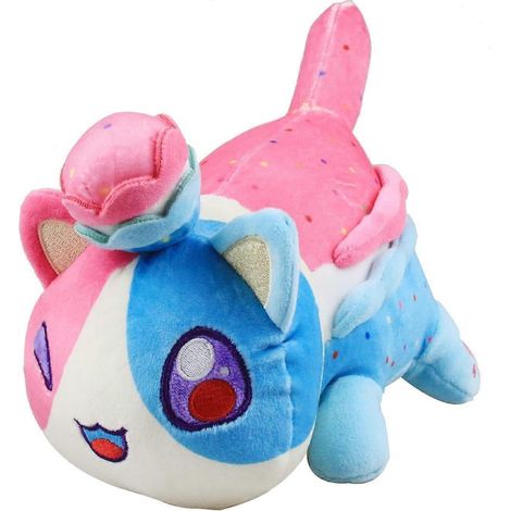 Peluche Chat Mignon, 25 cm, Chat Dessert en Peluche 3D, Coussin Doux et Décoratif, Jouet Chat Mignon et Doux, Cadeau Idéal pour les Enfants (Chat Macaron) (1/5)
