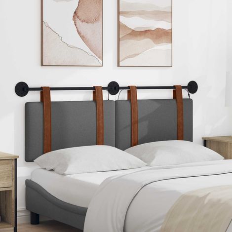 Tête de lit suspendue LED murale 2 pièces, PU gris foncé, 130 x 55 x 5 cm - PANGIVO (1/5)