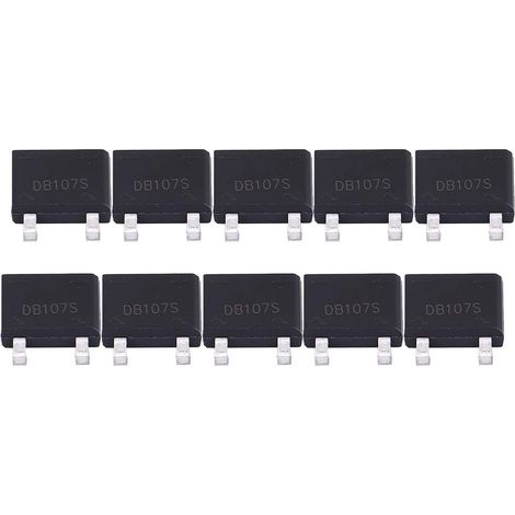 Composants électroniques, pont de diode avec pleine tension de courant, pont redresseur, pont de diode 1 A 1000 V, pont redresseur DB107S pour appareils ménagers et circuits électroniques industriels (1/5)
