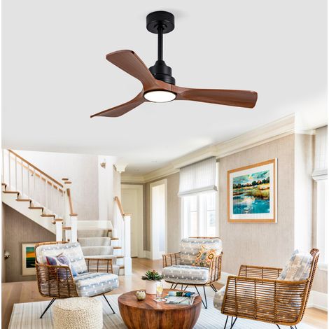 Ventilatore da soffitto con luce 42 pollici, LED 20 W, DC, nero e noce DESVIAE (1/5)