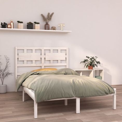 Bed Frame  White  Solid Pine Wood  120x200 cm  Durable  Bed Frame vidaXL (1/5)
