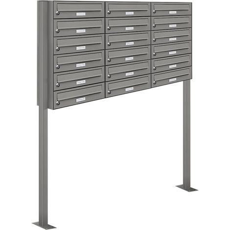 18er Premium Standbriefkasten RAL 9007 freistehend Postkasten Ständer 3x6 (1/5)