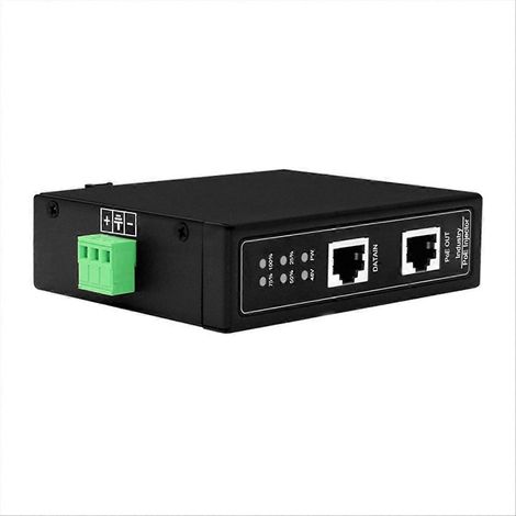 Injecteur PoE industriel 2,5 GHz sur rail DIN, protection ESD 6 kV, 48-57 V, 120 W (1/5)