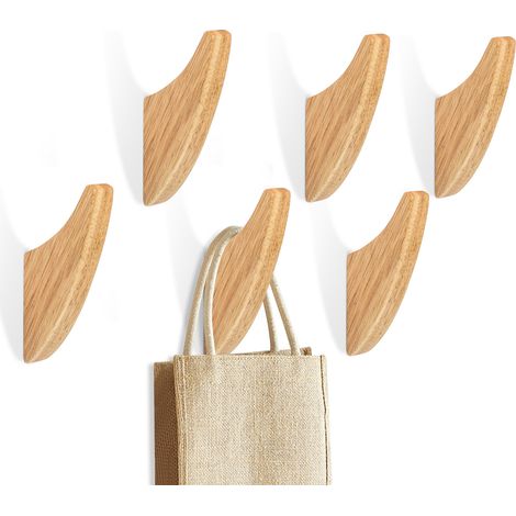 Lot de 4 crochets muraux en bois vintage, patères murales multifonctions pour entrée, couloir, salle de bain, chambre, porte-manteau mural robuste, idéal pour suspendre vêtements et accessoires. (1/3)