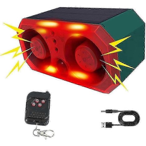 Alarme extérieure solaire à détecteur de mouvement avec 13 sons double haut-parleur de 130 dB (1/5)