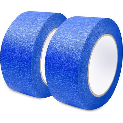 2 rotoli di nastro adesivo di carta 48 mm x 50 m, blu, multiuso, per pittura, decorazione, verniciatura e ristrutturazione. (1/4)