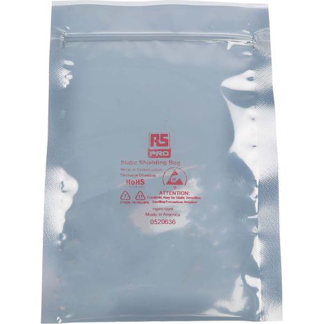 Sachet antistatique RS PRO 152mm x 102mm, Fermeture à Zip, Argent ( Prix pour Sachet de 100 ) (1/2)