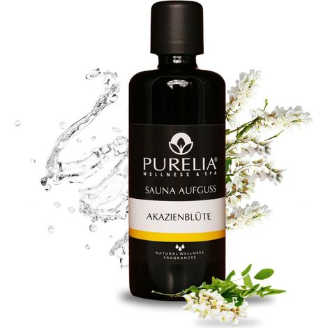 PURELIA Saunaaufguss Konzentrat Akazienblüte 100 ml natürlicher Sauna-aufguss - reine ätherische Öle (1/5)